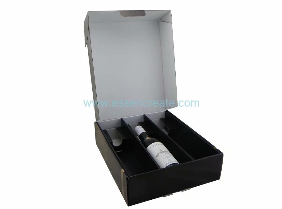 Three Wine Bottle Packaging Corrugated Foldable Gift Box