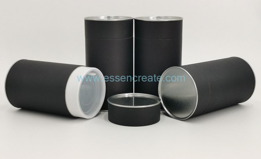 Tea Packing Black Paper Tube with Insert Lid 