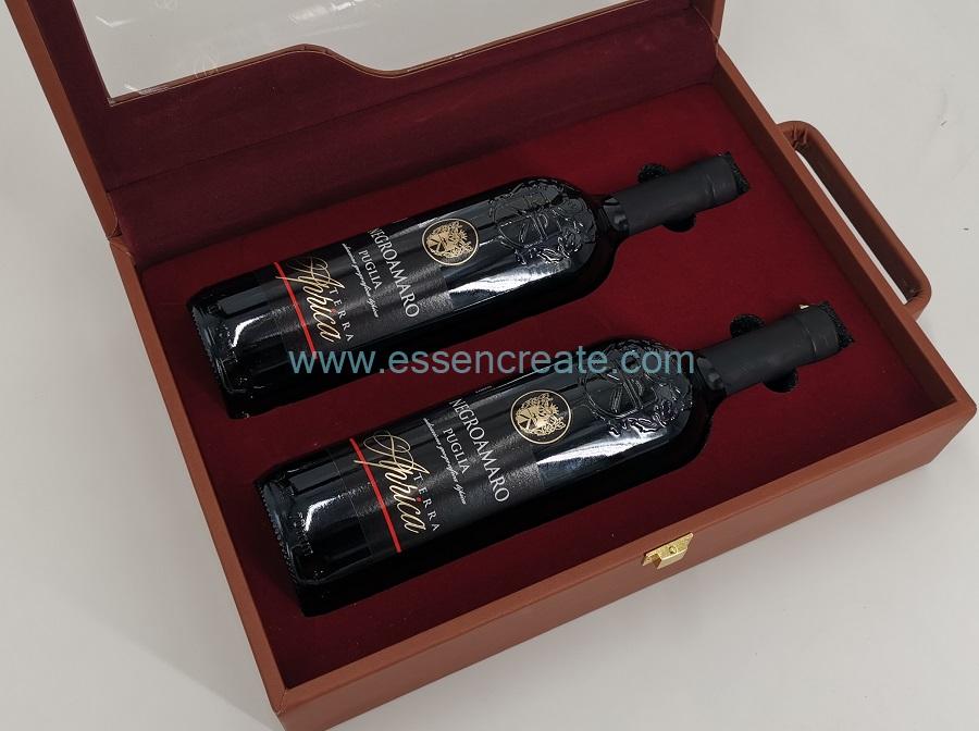 Wooden Leather Wine Gift Box
