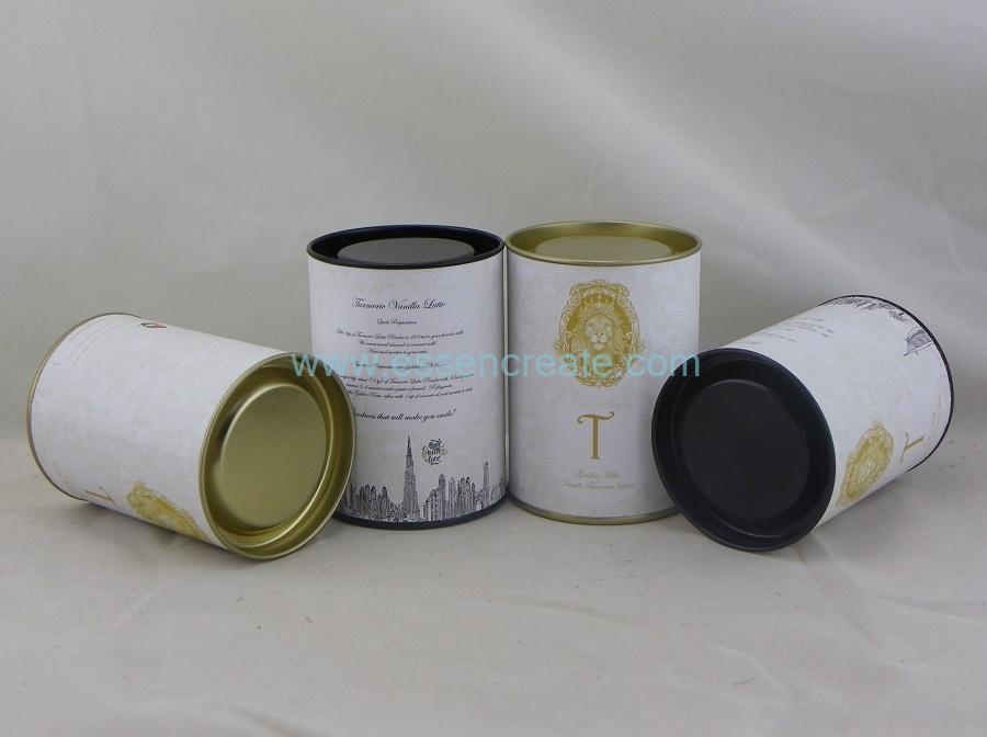 Chocolate Packaging Composite Paper Canister with Tin Lid