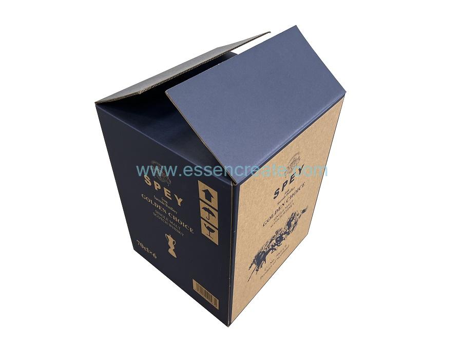 Έξι 70CL Whisky Συσκευασία Πολύχρωμο κυματοειδές Κιβώτιο από χαρτόνι αποστολής
