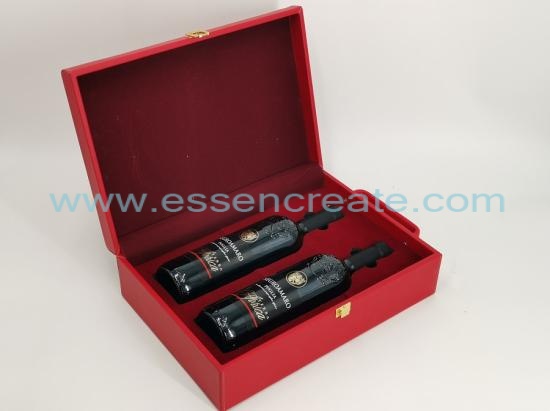 Two Wine Bottles Packing Leather Box