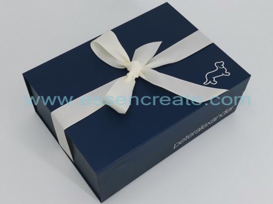 Foldable Blue Gift Box with Tapes and Magnetic Closure
