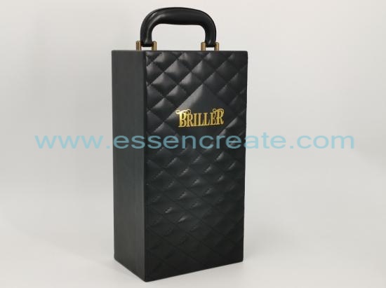 Thread Decorative Black Leather Wine Holder Box